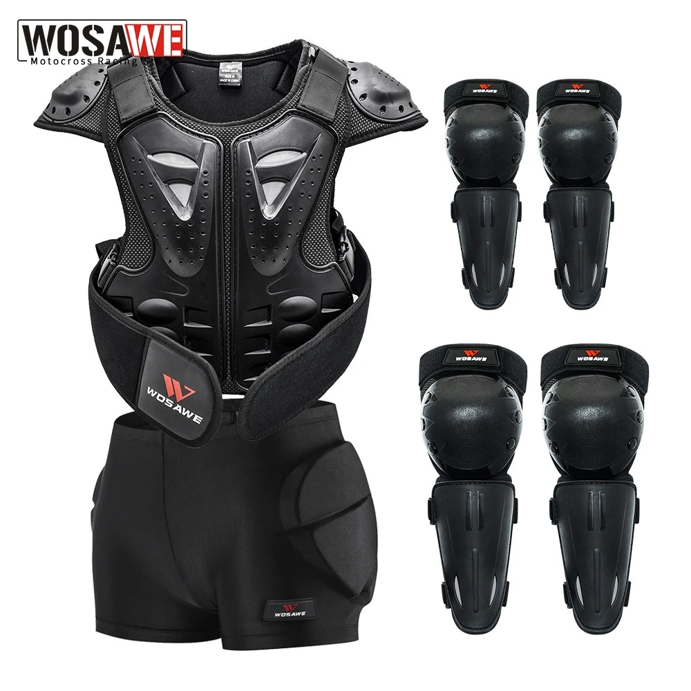 

WOSAWE Children Full Body Protector Vest Armor Kids Motocross Armor Jacket Chest Spine Protection Gear Elbow Shoulder Knee Guard