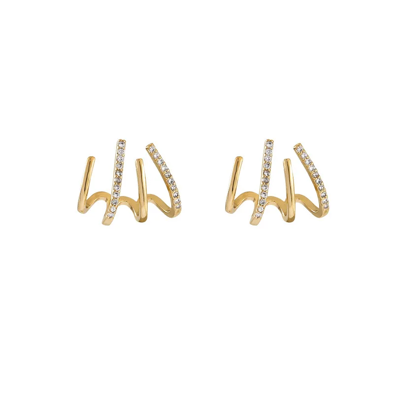 

vintage 14K Gold Plated Irregular Stud Earrings For Women Crystal Zircon Earring Piercing Earings Jewelry aretes de plata 925