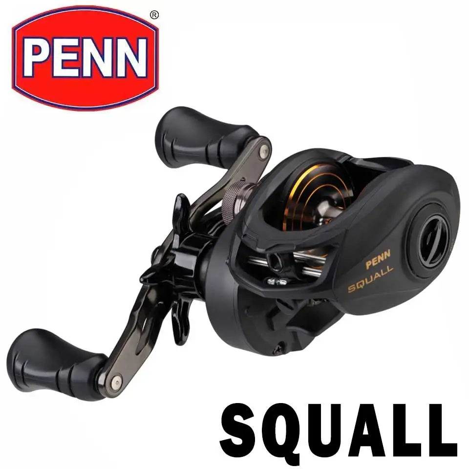 New PENN SQUALL Low Profile Baitcast Reels 5+1Stainless Steel Bearing Full Metal Body Machined Brass Gears 9.2/7.3/6.6 Ratio