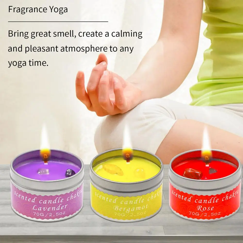 Seven Colorful Scented Candles Chakra Candles Smokeless Tin Cans Decoration Fragrance For Bath Yoga Portable Reusable Gifts