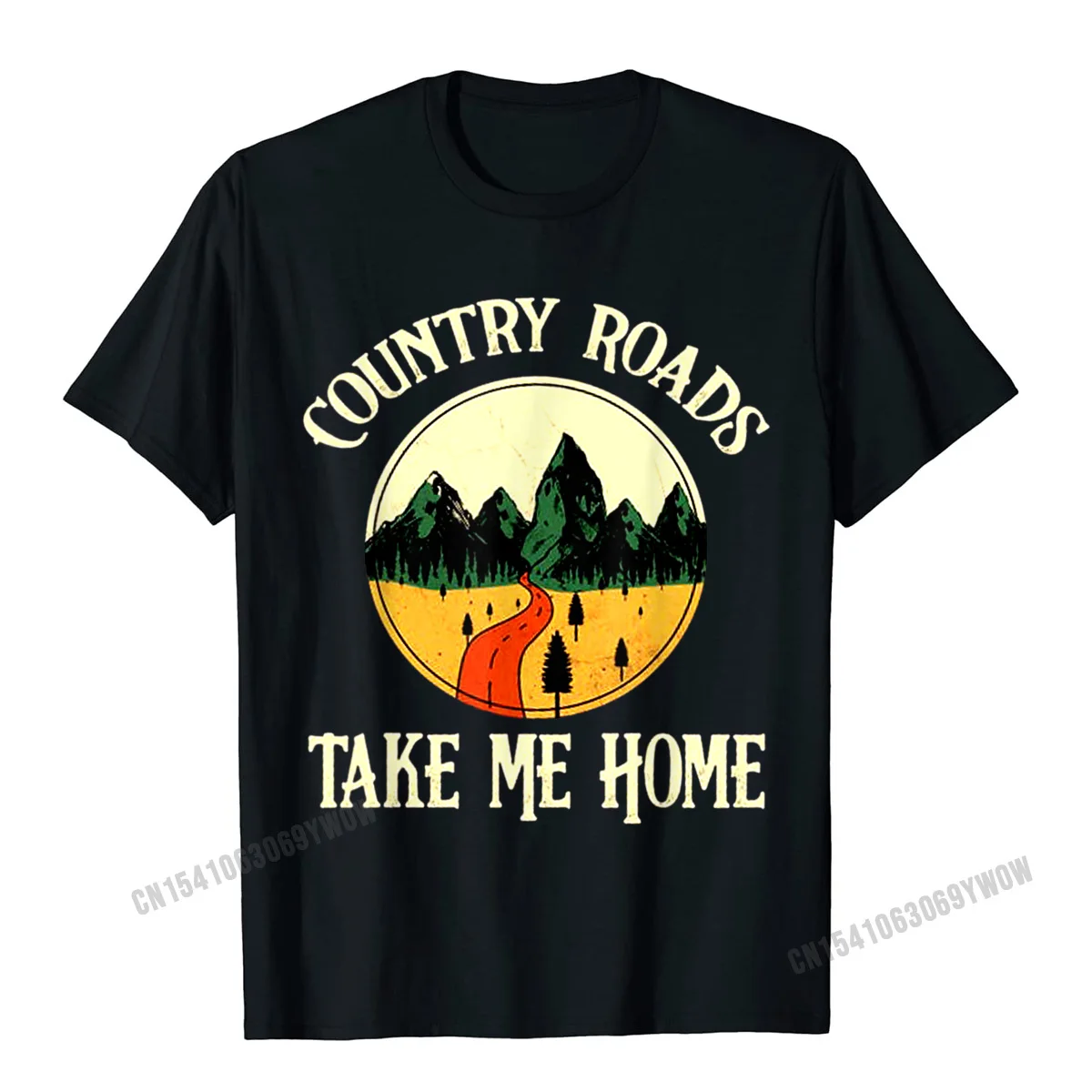 Country Roads Take Me Home T-Shirt Camisas Men Cotton Men's Tshirts Custom Tops Tees Plain Simple Style