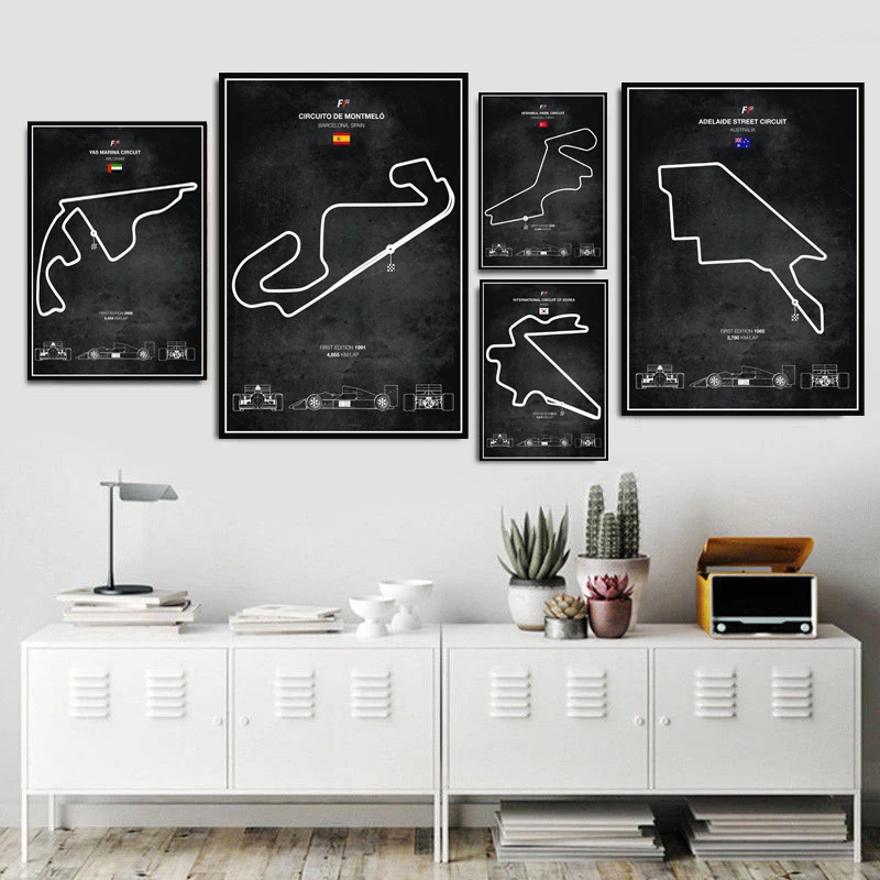 

Circuits track Racing Car Super Collage Poster Wall Art Painting Picture Prints Canvas Living Home Room Decor