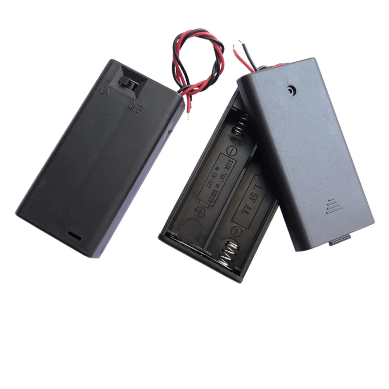 600pcs/lot MasterFire 2*AA 3V Plastic Battery Holder Storage Box Case With ON&OFF Switch Wire For 2 x AA Lithium Batteries Cover