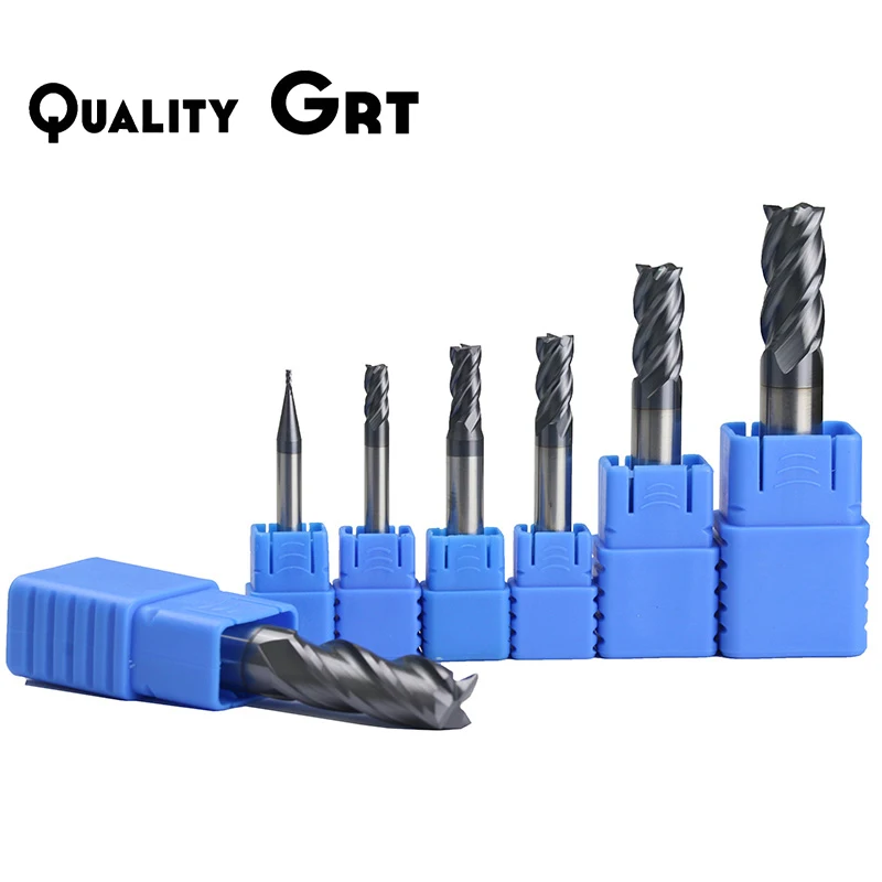 Q.Grt Endmill HRC50 Carbide End Mill 1 2 4 5 6 8 10 12mm 4Flutes Milling Cutter CNC Maching CNC EndMill Milling Cutter