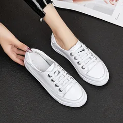 2022 Women Genuine Leather Sneakers Large Size Little White Shoes Fashion Ladies Vulcanized Shoes Woman Summer Flats Zapatillas