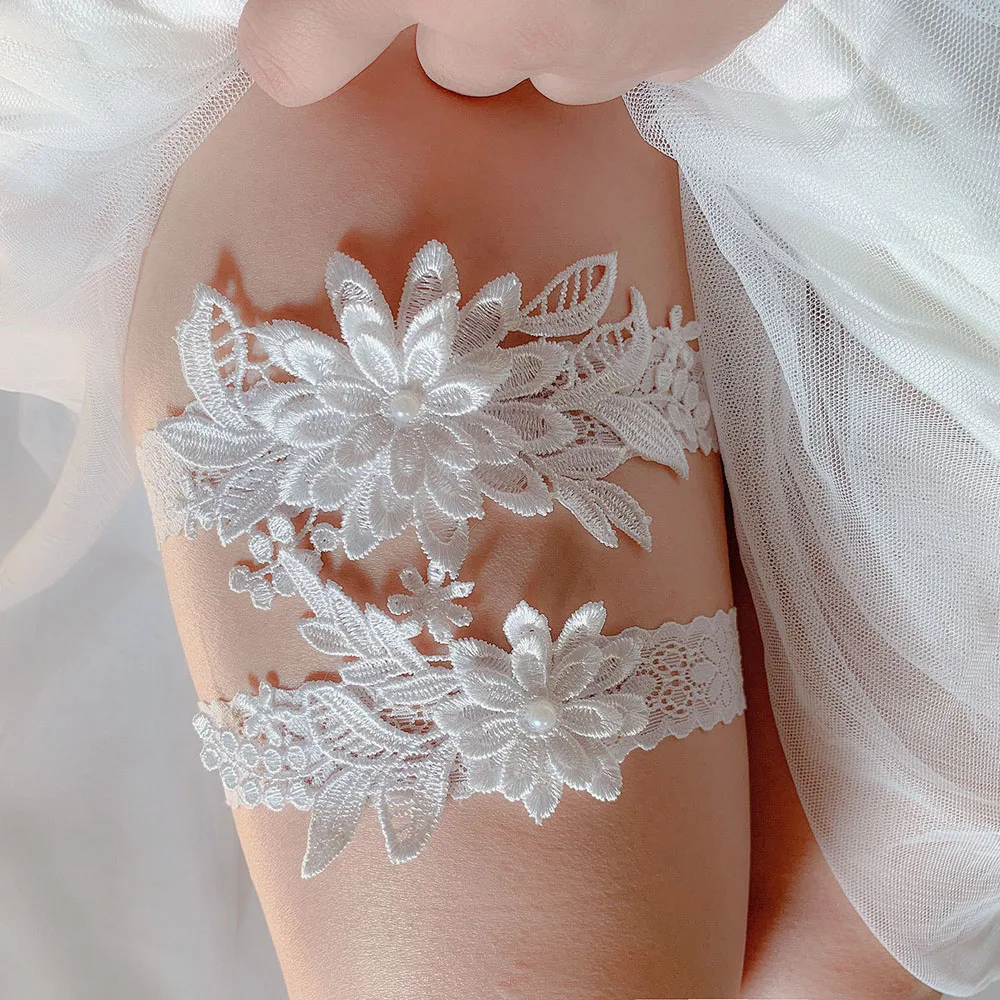 K01 Sexy Kant Bloem Bruiloft Kousenband Riem Bridal Cosplay Mode Kous Ring Bruiloft Kousenbanden Voor Bruid Jurk