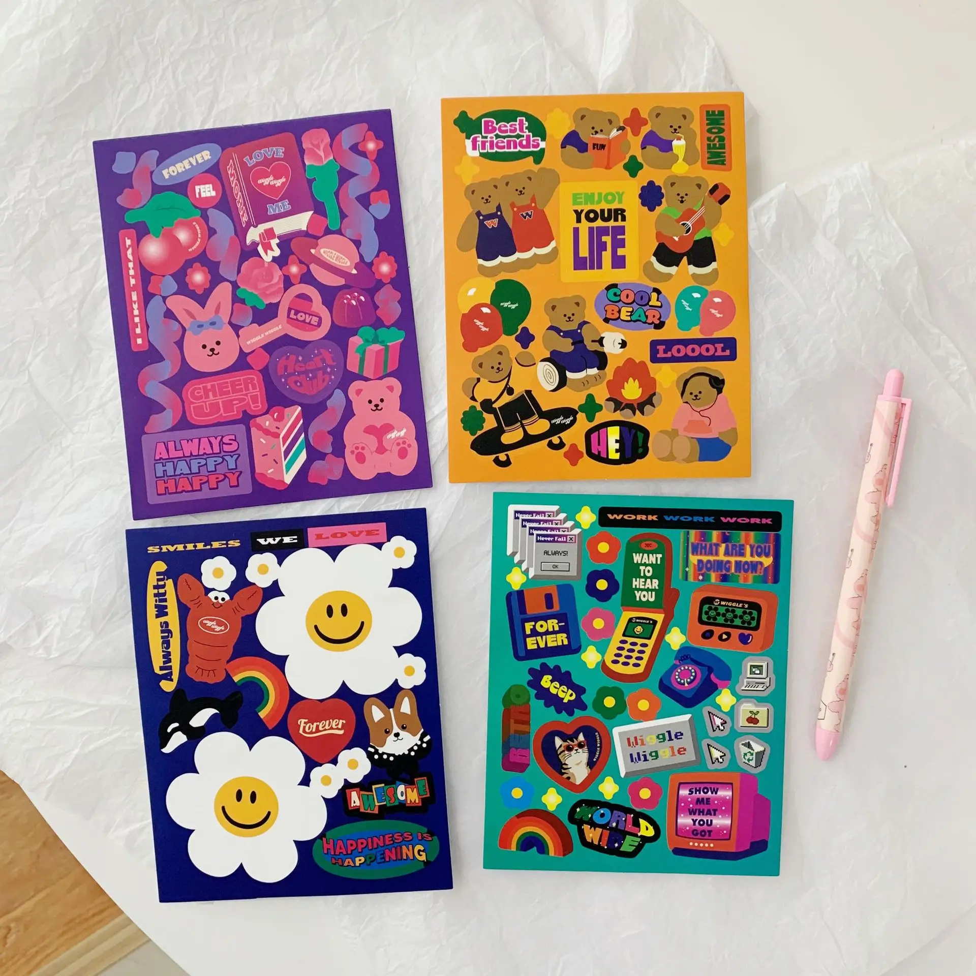 Korean Cartoon Retro Cute Stickers Waterproof Labels Paster Mobile Phone Tablet PC Creative Diy Decorative Sticker Stationery