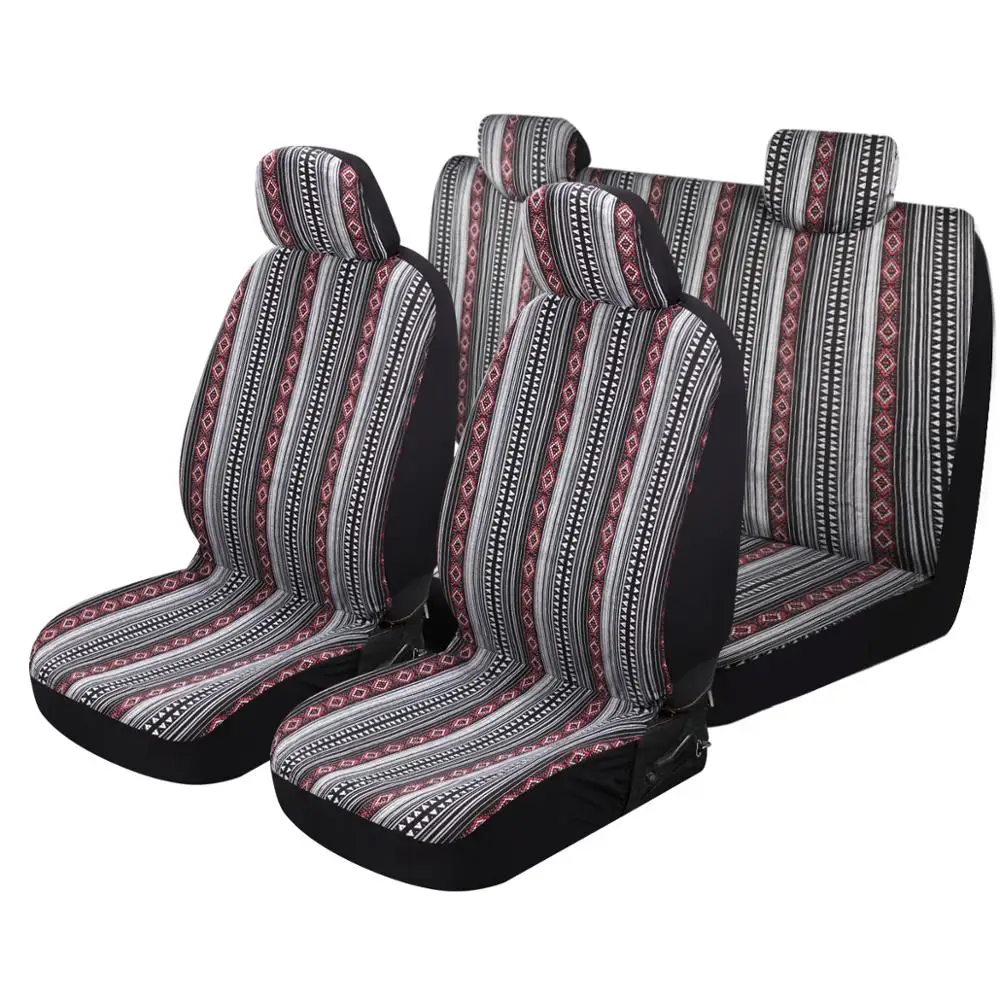 Baja Blanket Car Seat Covers Strips Boho Designs Universal Size Fit for Most Cars SUVs Trucks Vans Woven and Comfortable Fabric