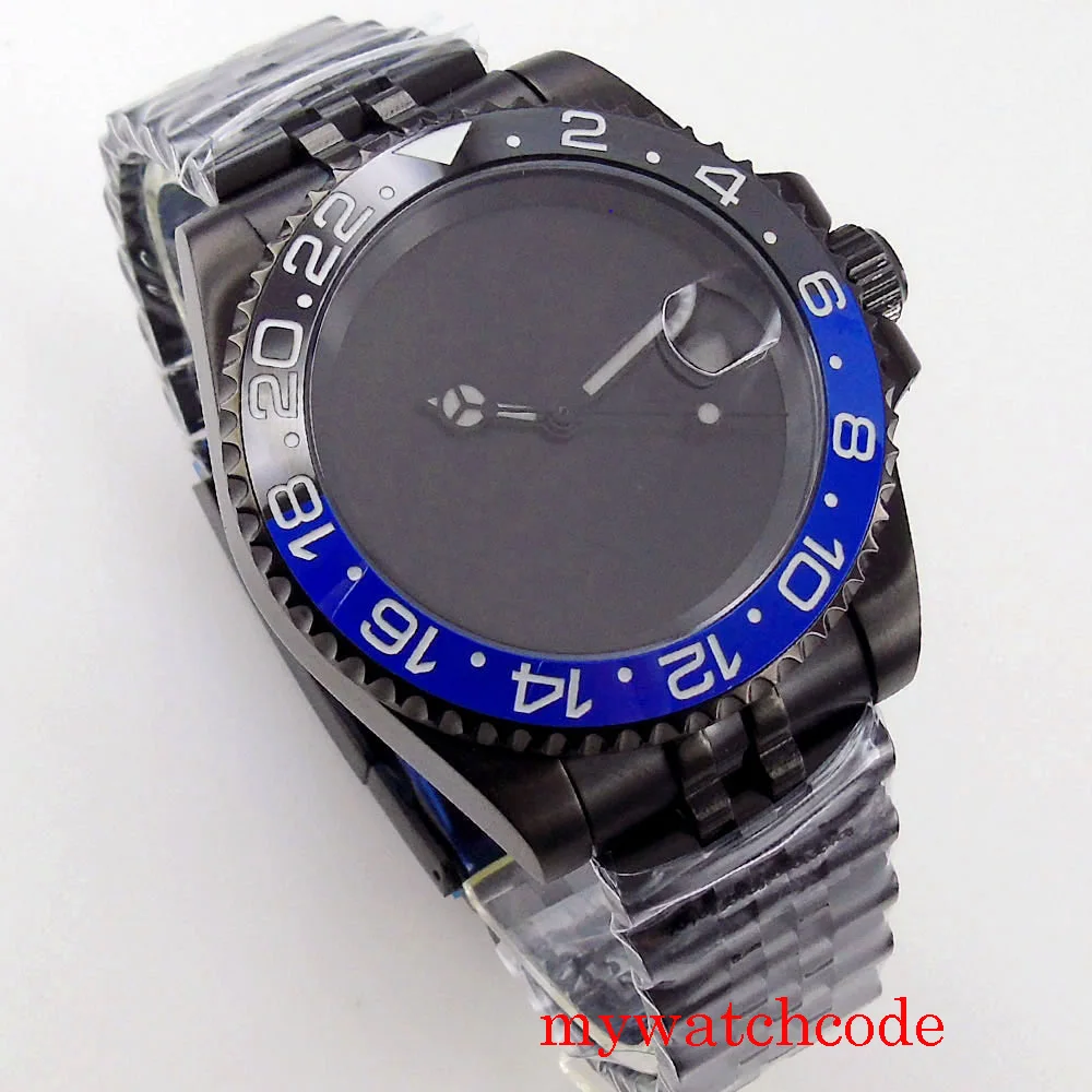 40 มม.Bliger สีดําปราศจากเชื้อ Sapphire Glass NH35A MIYOTA 8215 MINGZHU 2813 PT5000 อัตโนมัตินาฬิกาผู้ชายเซรามิคใส่ Jubilee