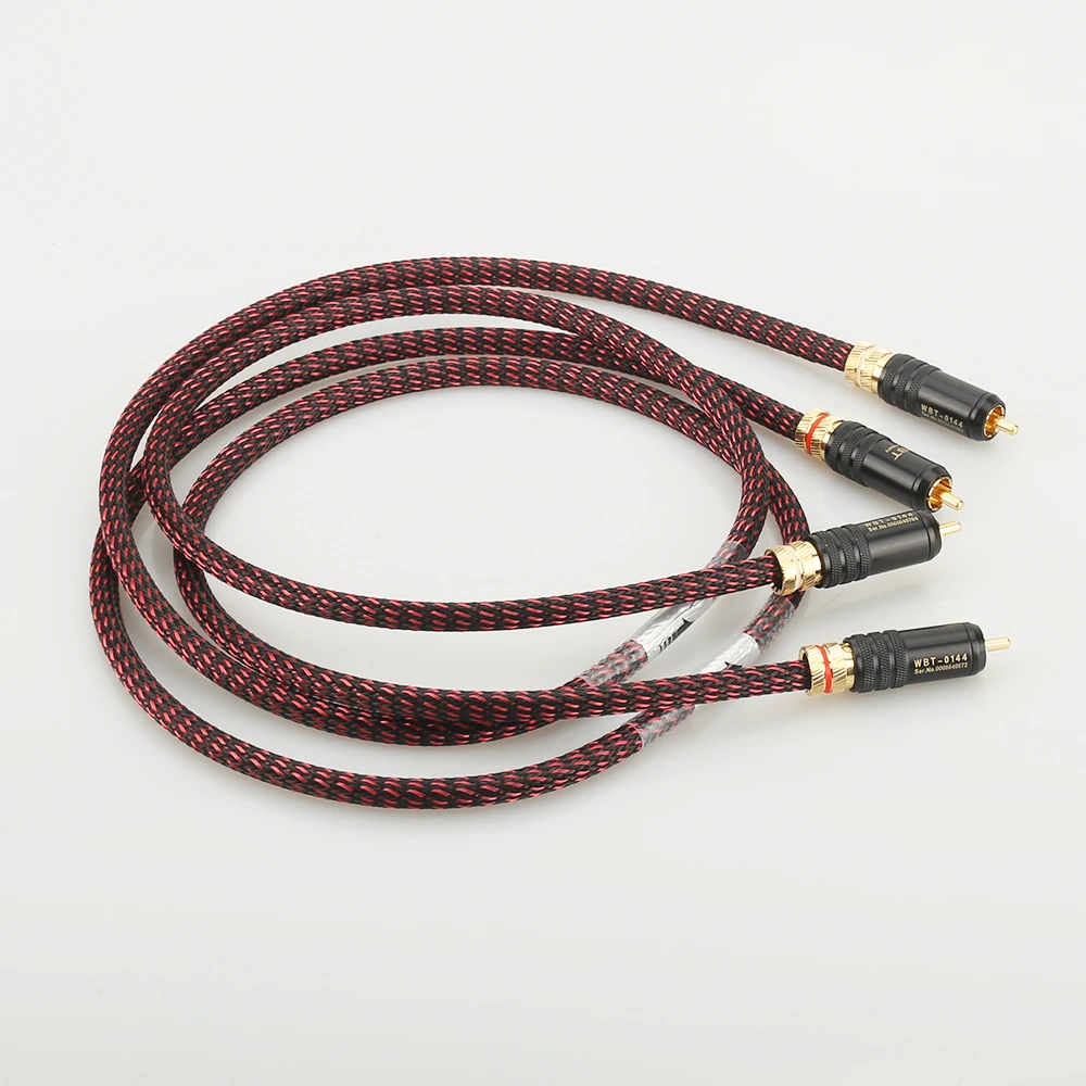 New Pair Hifi audio 5N OFC RCA Audio interconnct cable hi-end RCA to RCA extension cable with gold plated RCA connector plug