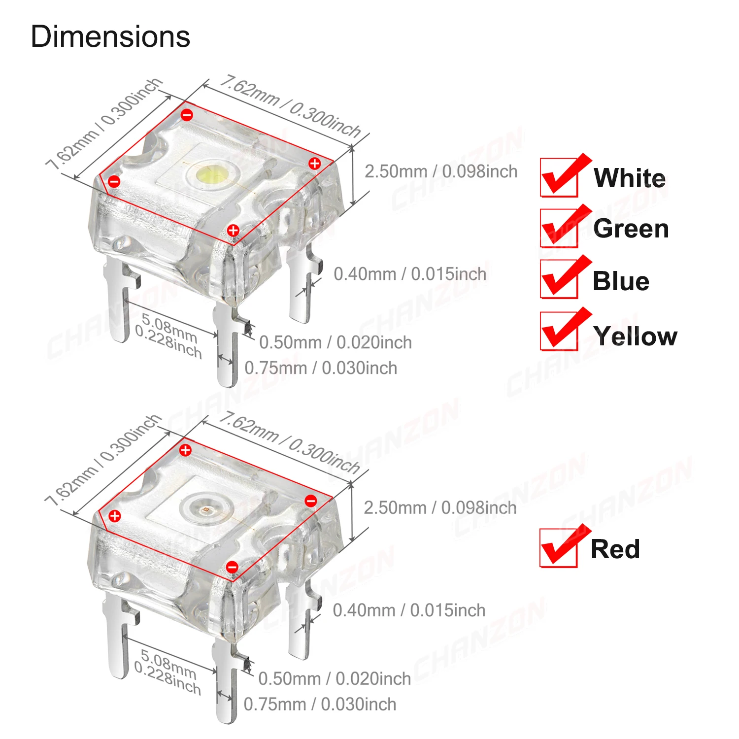 100pcs LED Piranha Flat Top Light Emitting Diode Lamp White Red Green Blue Yellow Color 2V 3V Indicator DIY DIP PCB Circuit Bulb