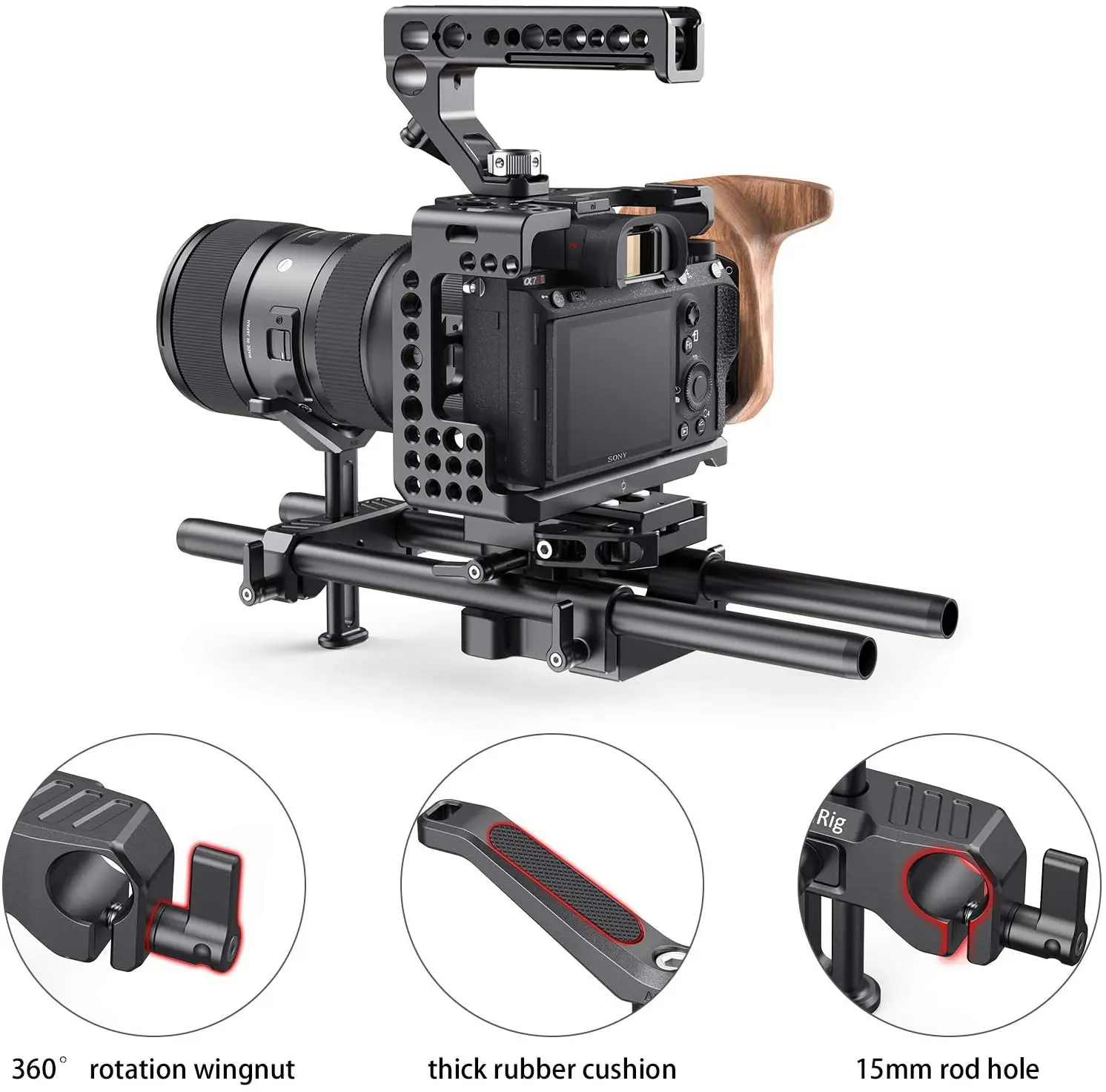 SmallRig soporte de lente Universal LWS de 15mm, abrazadera de varilla de 15mm para lente de cámara, soporte en forma de Y con ajuste de 53,5mm-2681