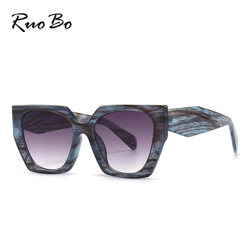 RUOBO Vintage Oversize Frame Sunglasses For Women Men Brand Fashion Design Decoration Gradient Sun Glasses UV400 Oculos De Sol