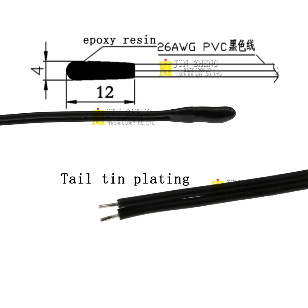 1 шт. NTC термистор 10 см B3950 3470 3435 1% 5K 10K 15K 20K 50K 100K водонепроницаемый цифровой датчик температуры зонд термокабель