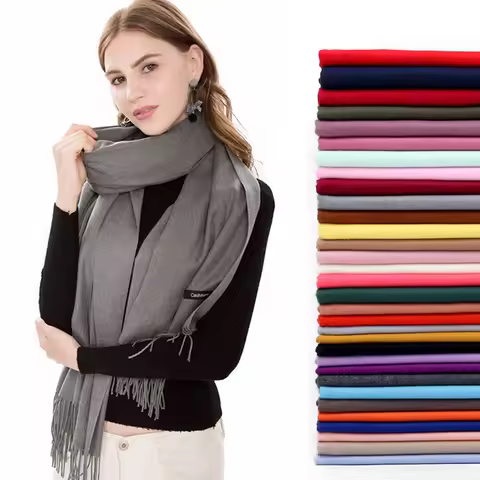 Women's Pashmina Scarf Shawls Soft Cashmere feeling Headscarf Travel Office Winter Warm Hijabs Solid Lady Wraps Female Bandana