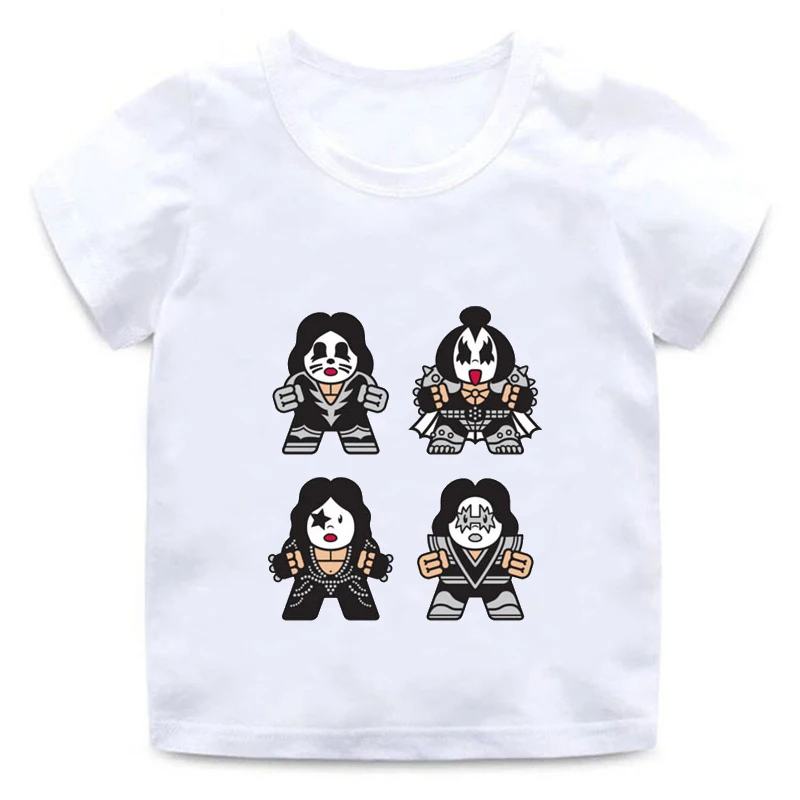 Boys Graphic Tee Blouse New Fans Kiss Rock Band Print Kids TShirt Children Summer Short Sleeve Universal TShirts Kawaii Clothing