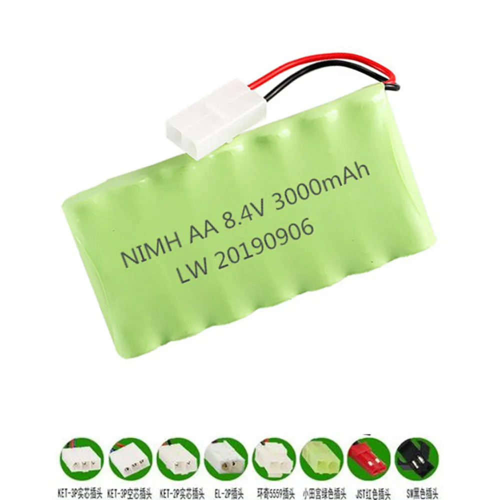 Batería recargable de 8,4 v, 3000mah, NiMH, para juguetes Rc, coches, tanques, tren, Robots, pistola, barco, Ni-MH, AA, 2400mah, 8,4 v, 1 a 10 Uds.