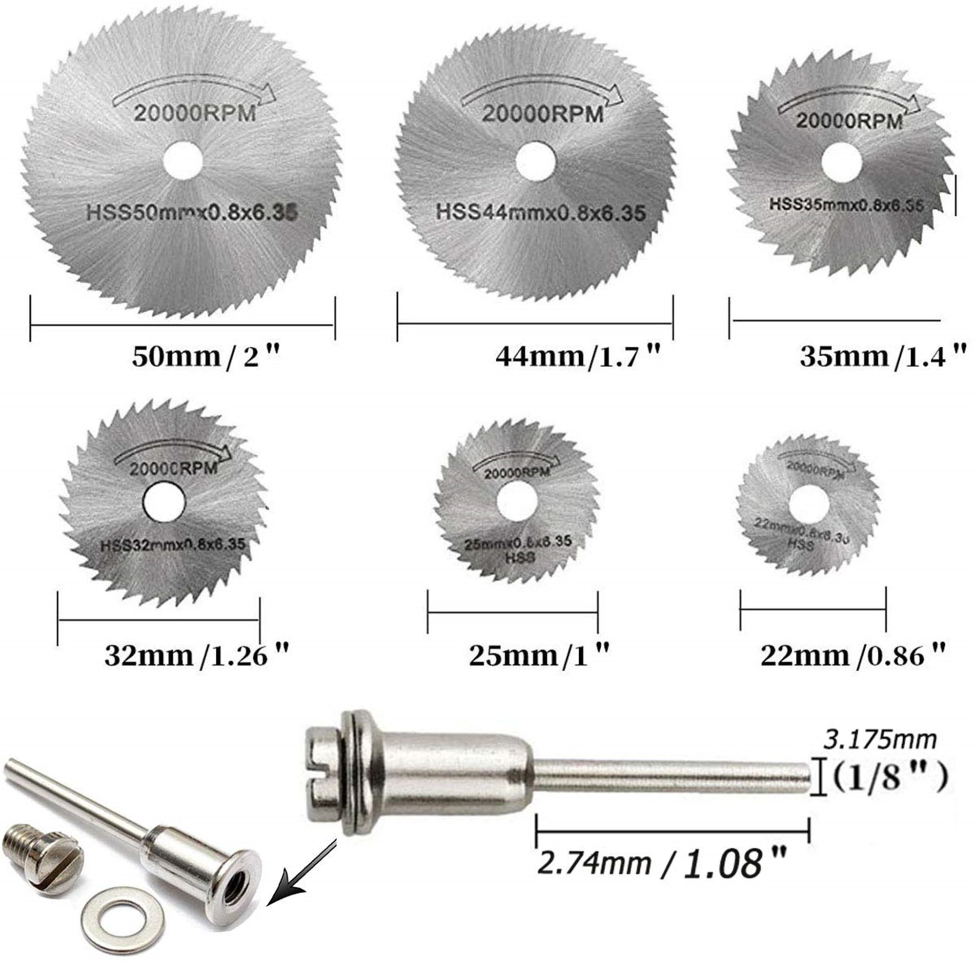 6 sztuk czarne tarcze tnące z 1Pc 3.18mm Shank Mini piły tarczowe zestaw do miękkiego metalu plastikowe cięcie drewna