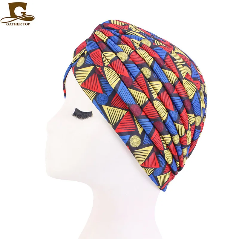 Neue Frauen Drucken Blume Knoten Krebs Rüschen Chemo Hut Beanie schal Turban Kopf Wrap Gestrickte Kappe Haarausfall Zubehör – Detail 14
