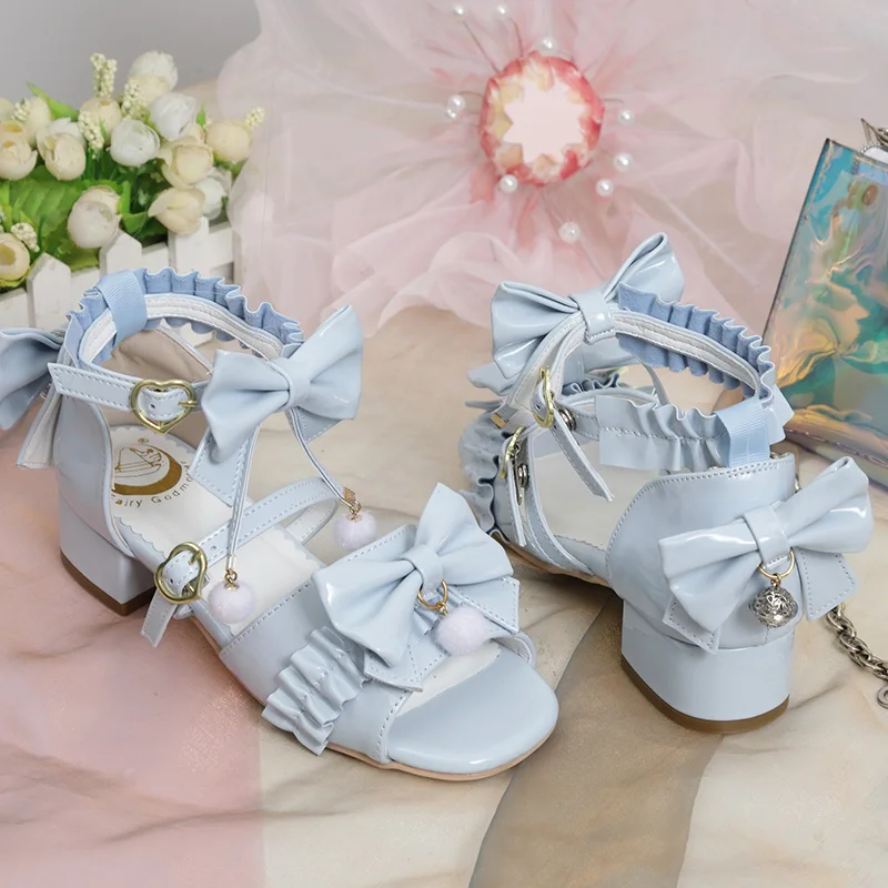 Summer Lolita Shoes Japanese Bow Loli Sandals Student Lolitas Open Toe Sandal Female Ladies Anime Harajuku Buckle Gothic Shoes