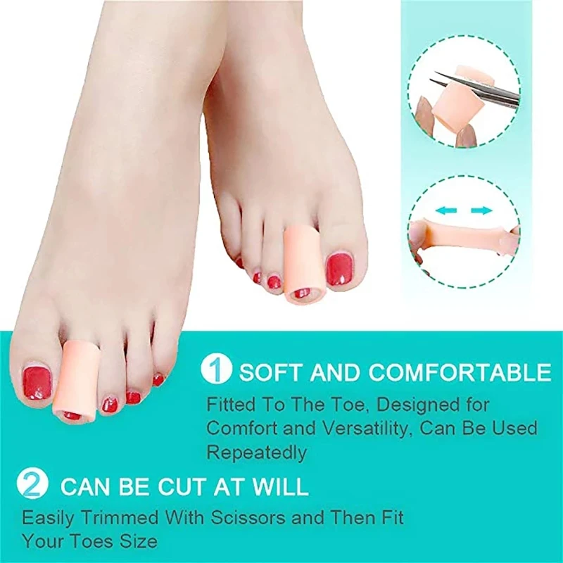 10 pçs silicone toe tubo bolhas de milho calo cuidados alívio da dor protetor gel dedo do pé capa joanete martelo toe correção cinta