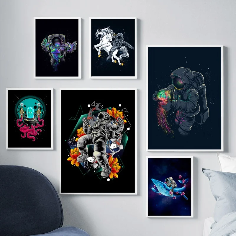 Astronaut Spaceman Space Travel Wall Art Canvas Painting Nordic Posters And Prints Wall Pictures For Living Room Art Print Decor