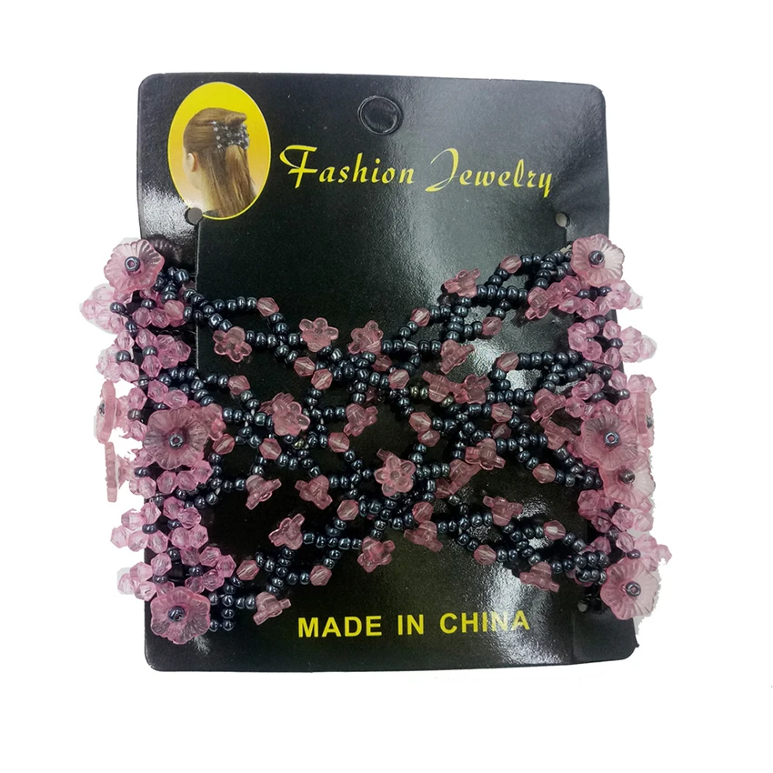 مشط شعر معدني للسيدات والفتيات، مشبك أمشاط تصفيف الشعر، مشابك أمشاط مطرزة سهلة التمدد، إكسسوار للشعر، 5 ألوان