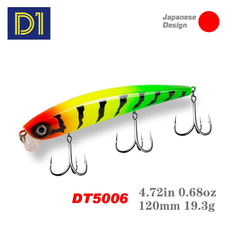 D1 Fishing Minnow Long Casting Saltwater Floating Shallow Diver DT5006 Laser Hard Wobblers Japan for Seabass Fishing