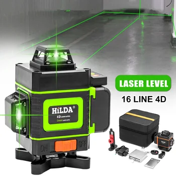 Super powerful laser level 16 lines 4D level self-leveling laser level 360 horizontal and vertical cross with remote control charger