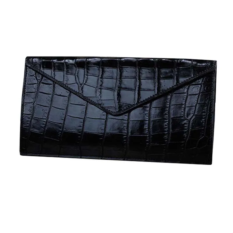 

ourui true crocodile leather male wallet black men envelope type wallet men clutch bag men crocodile bag