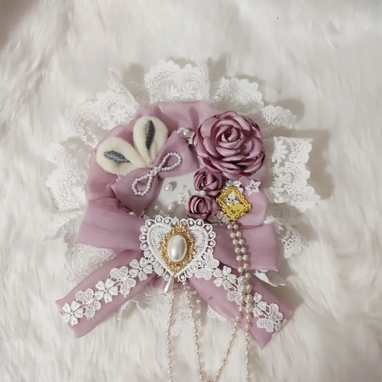 Mori Girl Lolita Hairpin Top Hat Side Clip Headdress sweet ace flower Ribbon Hairpin Hat Costume Accessories