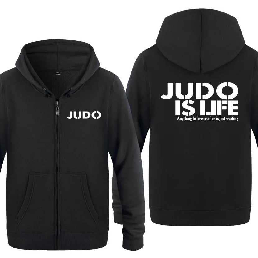 Judo Is Life PrInted Hoodies Men Fashion Fleece Long Sleeve Hooded Zipper Jackets Sweatshirt Winter Male Sports Fitness Hoodie