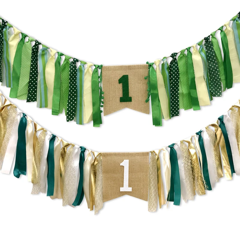 เก้าอี้เด็กแบนเนอร์ Garland สำหรับหนึ่งปี1st วันเกิดเด็กทารกริบบิ้น Bunting สำหรับ Forest Theme Party Baby Shower โปรดปราน