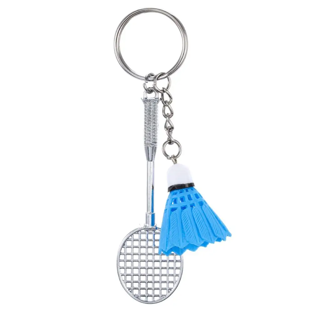 Chaveiro de metal para raquete de badminton, mini chaveiro criativo de metal para raquete, acessórios esportivos feitos à mão