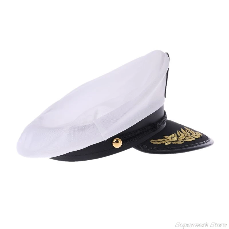 Adult Yacht Boat Ship Captain Costume Hat Marine Embroidered Captain\'S (White)