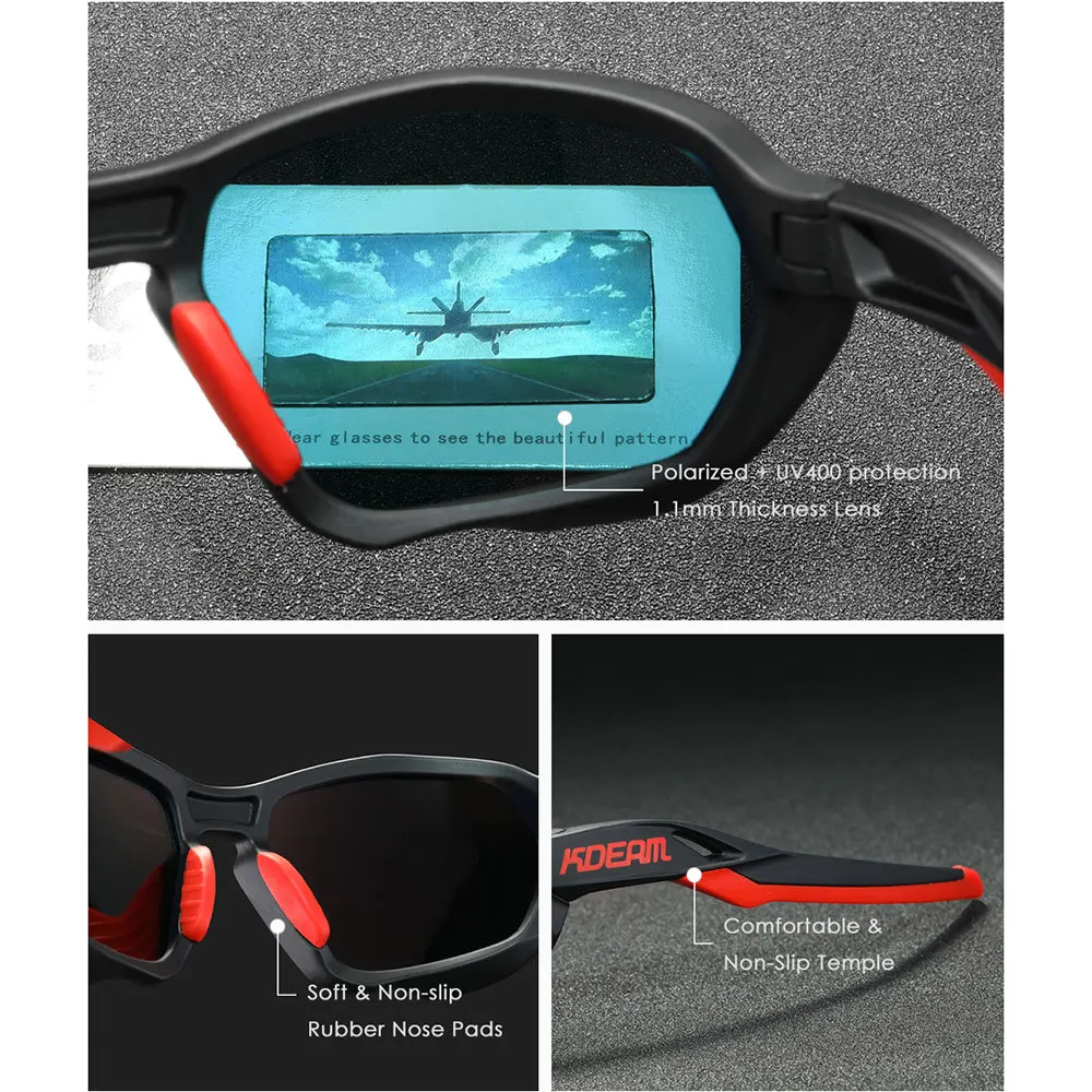 Polarized Sports Sunglasses for Men TR90 Unbreakable Frame UV400 Cool Mirror Lens Soft Nose Pad Temple With Free Package