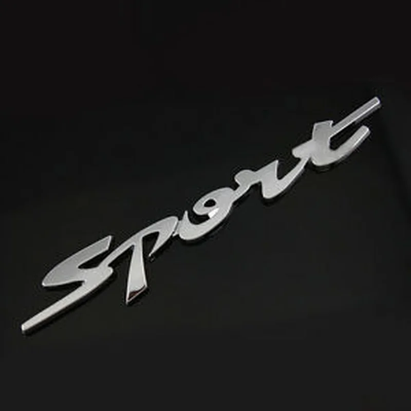 

3D Silver Sport Logo Chrome Motor Racing Stripe Car Tuning Badge Sticker Styling Emblem Decal Metal Exterior Parts Car Products