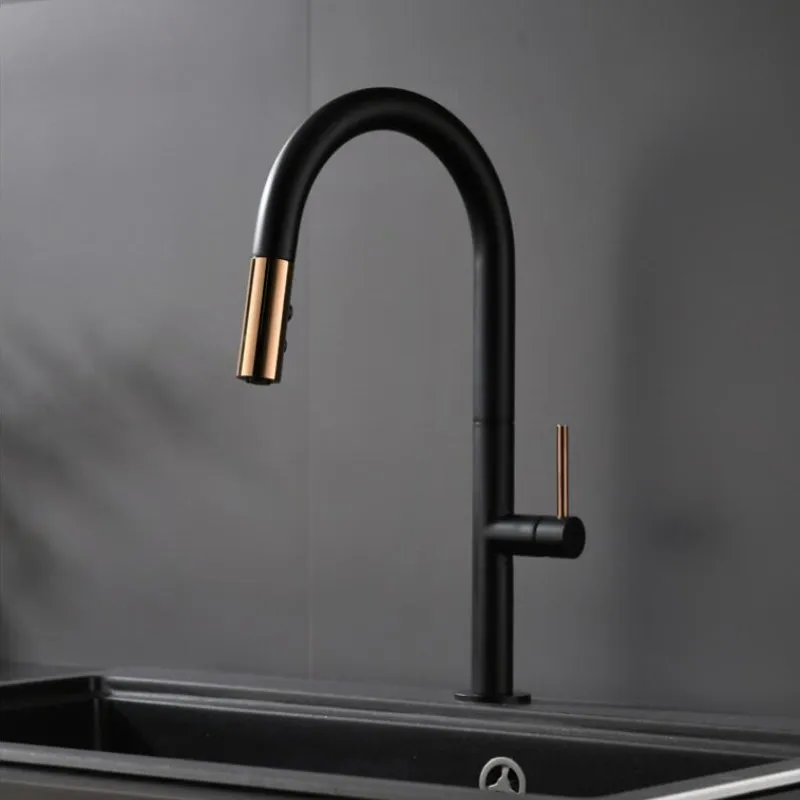 

Vidric Newly Arrived Pull Out Kitchen Faucet Rose gold and White Sink Mixer Tap 360 degree rotation kitchen mixer taps Kitchen