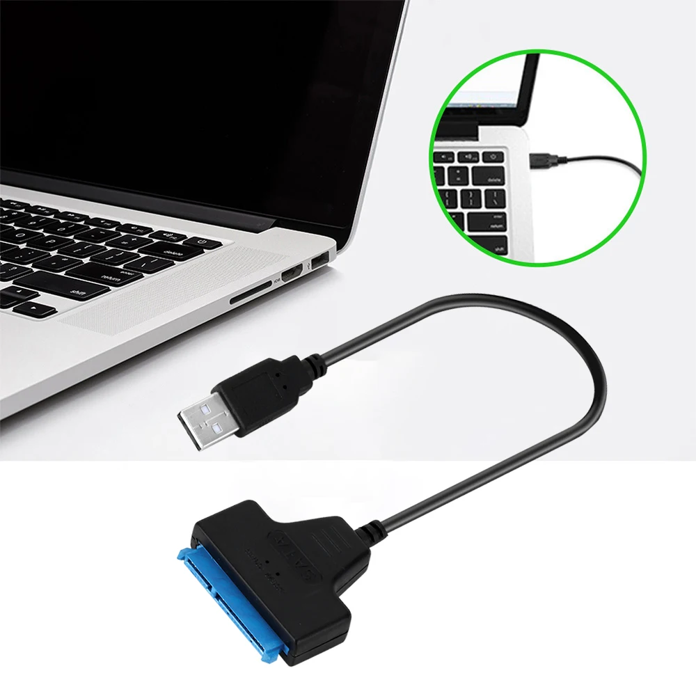 Kabel SATA Ke USB 3.0 2.0 22 Pin Adaptor untuk HDD Eksternal 2.5 Inci Transfer Hard Drive SSD Hingga 6 Gbps Kabel USB 3.0 Ke Sata III