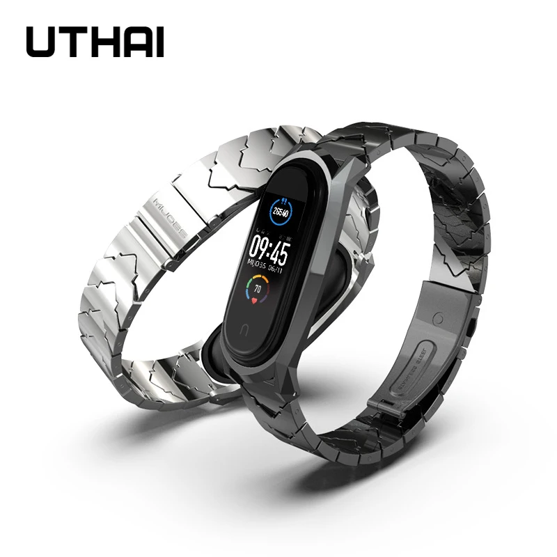 Strap For Xiaomi mi band 6 5 4 3 Mi Bracelet Metal Wristband 304 Stainless Steel Universal V Type watchbands UTHAI S20