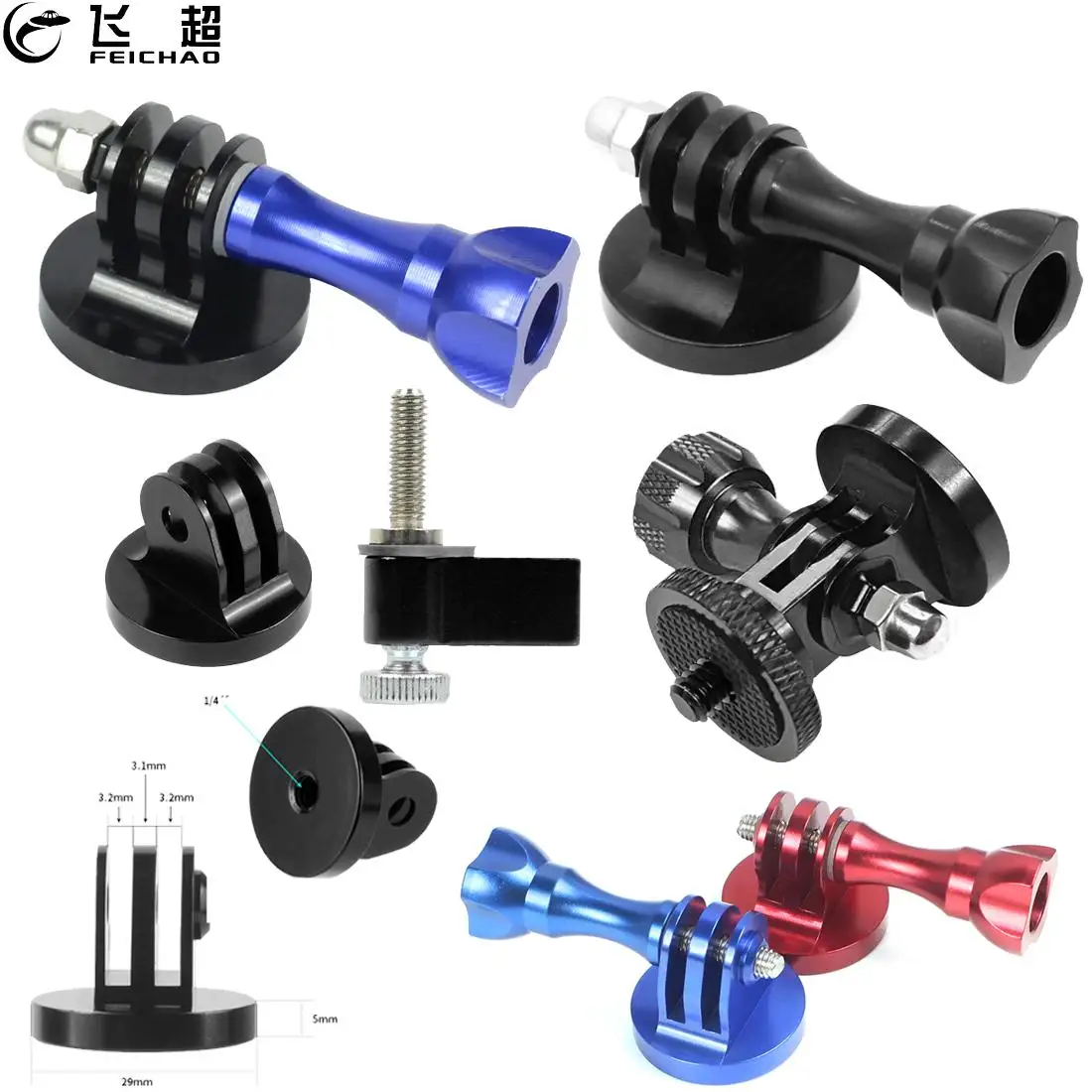 Адаптер для крепления штатива для GoPro 1/4 отверстие с винтовой ручкой для Insta360 ONE R X X2/3/4 для экшн-камеры GoPro 13 12 11 10 9