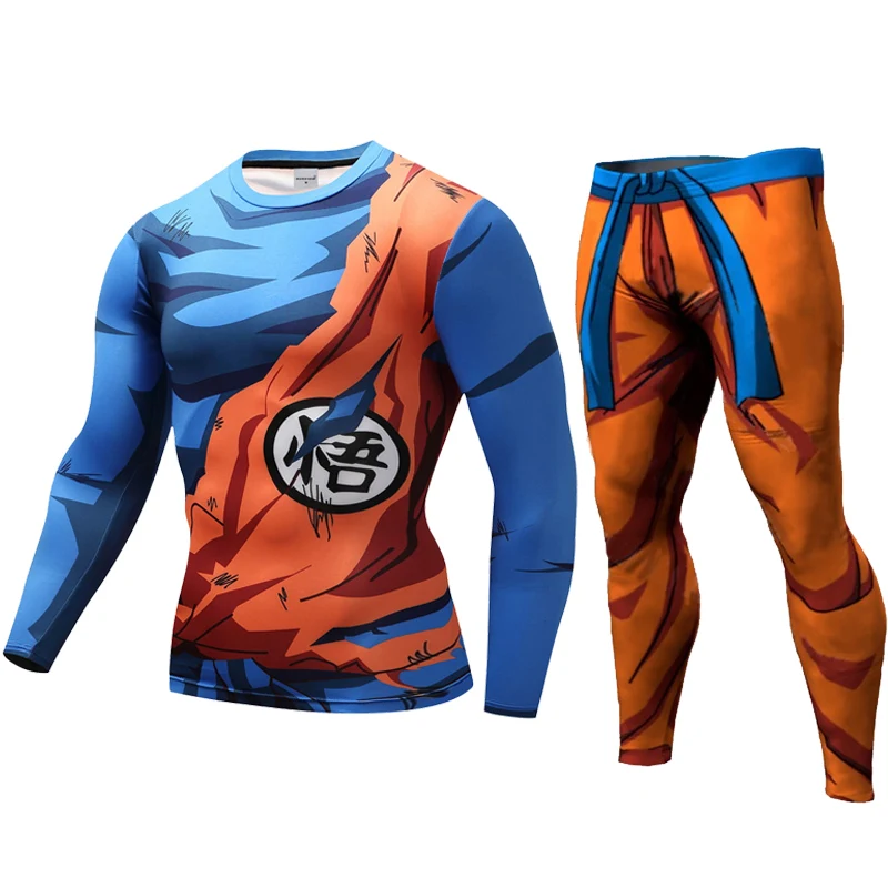 Vege 3D Printed Pattern Suits Compression shirt Men Sweat pants Skinny Legging tights Trousers Male Goku Costume Long t-shirts