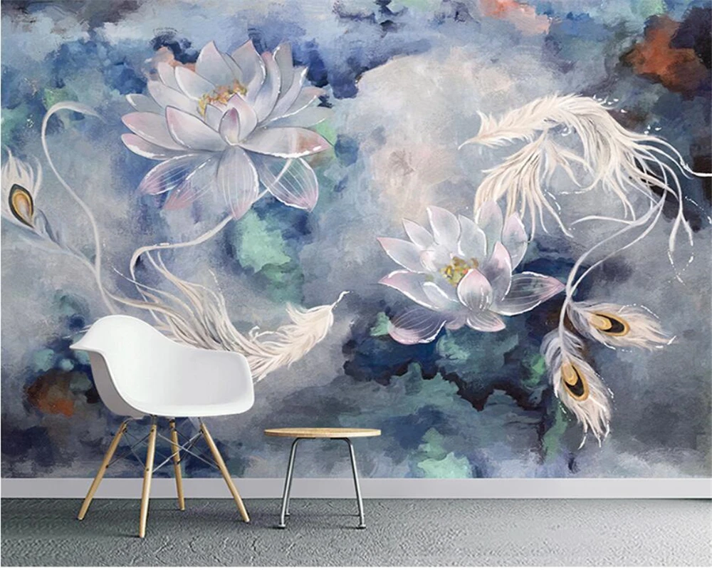 

beibehang Customized Chinese abstract marble imitation marble lotus fashion TV background papel de parede 3d wallpaper