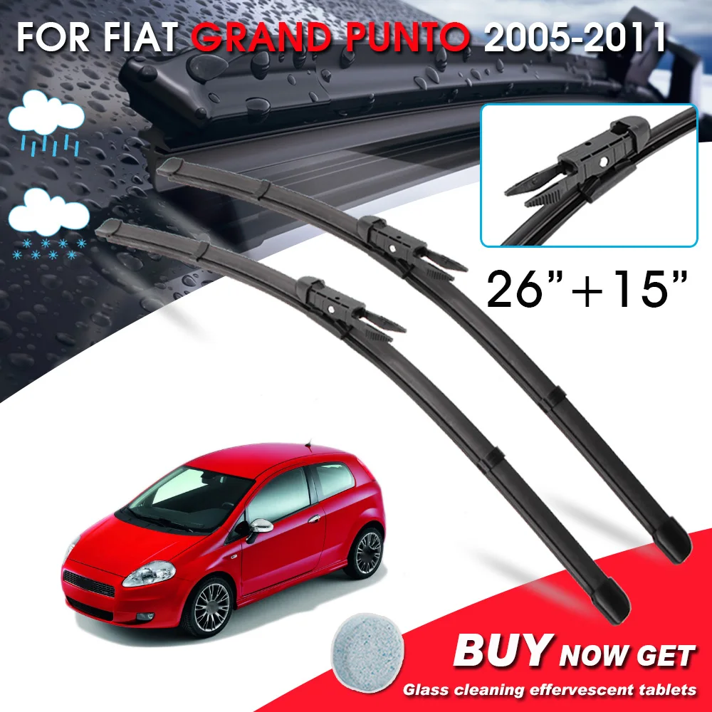 

BROSHOO Car Front Window Windshield Wipers Blade For Fiat Grand punto 26"+15" LHD&RHD Car Model Year 2005-2011 Auto Accessories