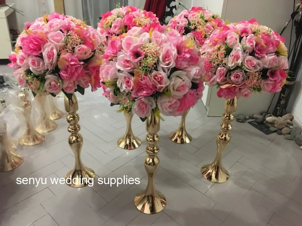 

artificial rose hydrangea chandelier flower vase without wisteria floral stand for wedding hall indoor decoration senyu0758