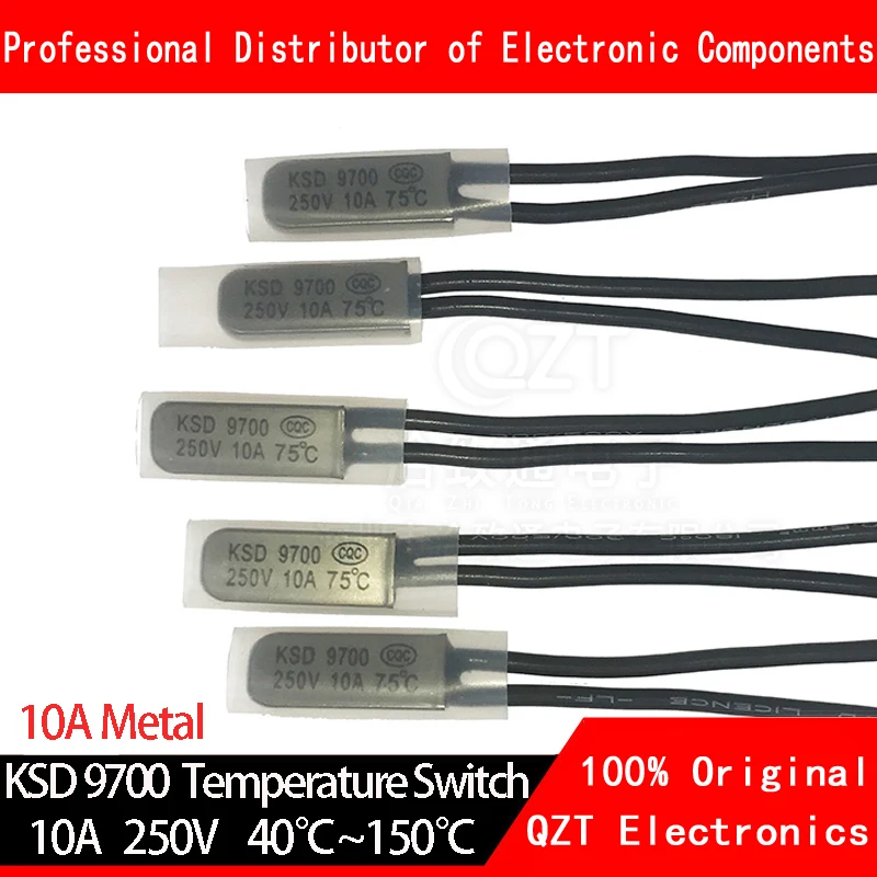 1 sztuk termostat 10C-240C KSD9700 40C 45C 50C 55C 60C 65C płytka bimetaliczna przełącznik temperatury N/O zabezpieczenie termiczne stopni celsjusza