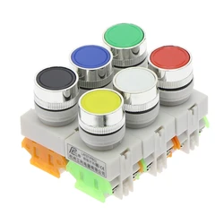 1pcs 22mm Red Green Blue Yellow White Black 1NO 1NC Momentary Push button switches LAY37 Y090