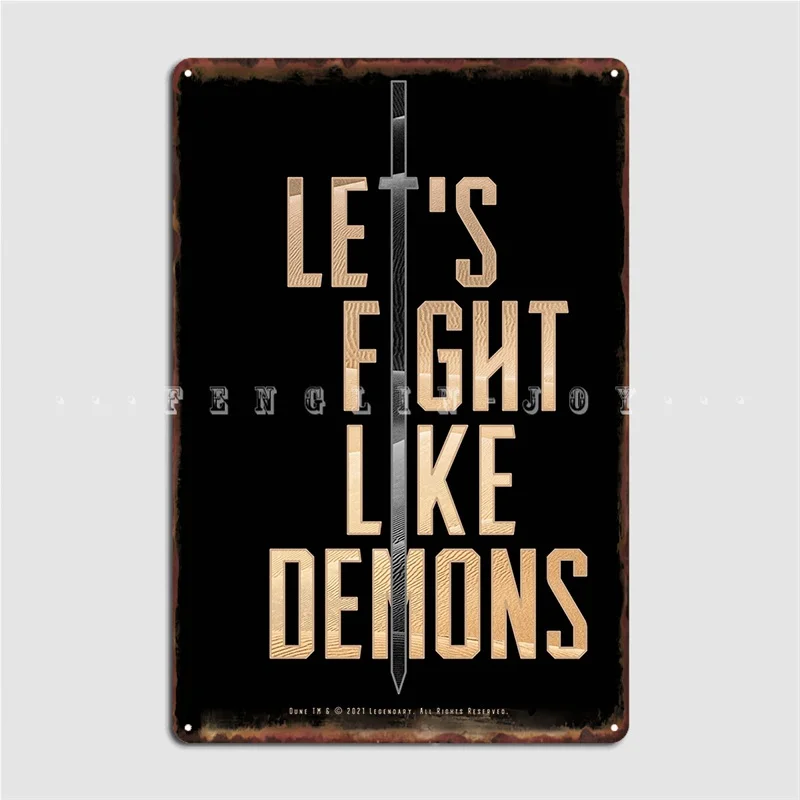 Dune Let S Fight Like Demons Light Metal Sign Cinema Living Room Retro Club Bar Painting Décor Tin Sign Poster