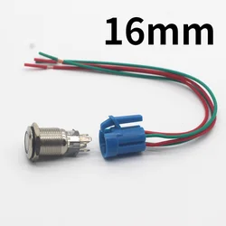 16mm Waterproof Oxidized Black Metal Button Switch with LED Lamp Momentary Latching PC Power Switch 3V 5V 6V 12V 24V 220V