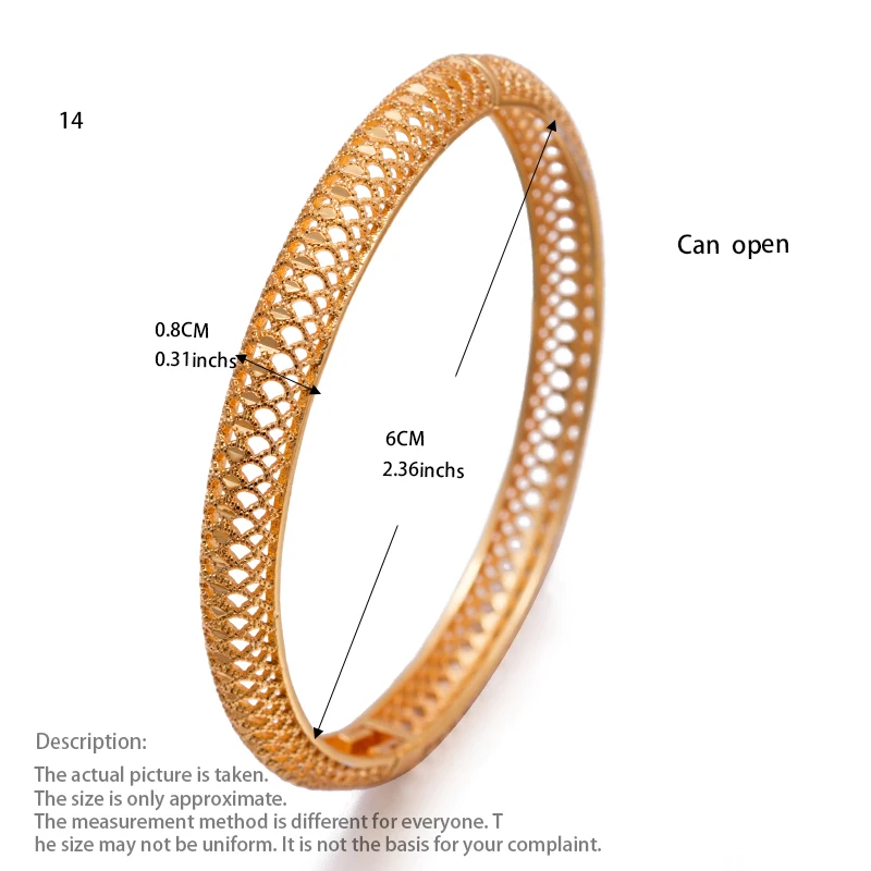 1Pcs/lot Gold Color Copper Bracelet Bangle For Women Bracelets For Man Ethiopia Africa India Dubai Bracelet Jewerly Gift